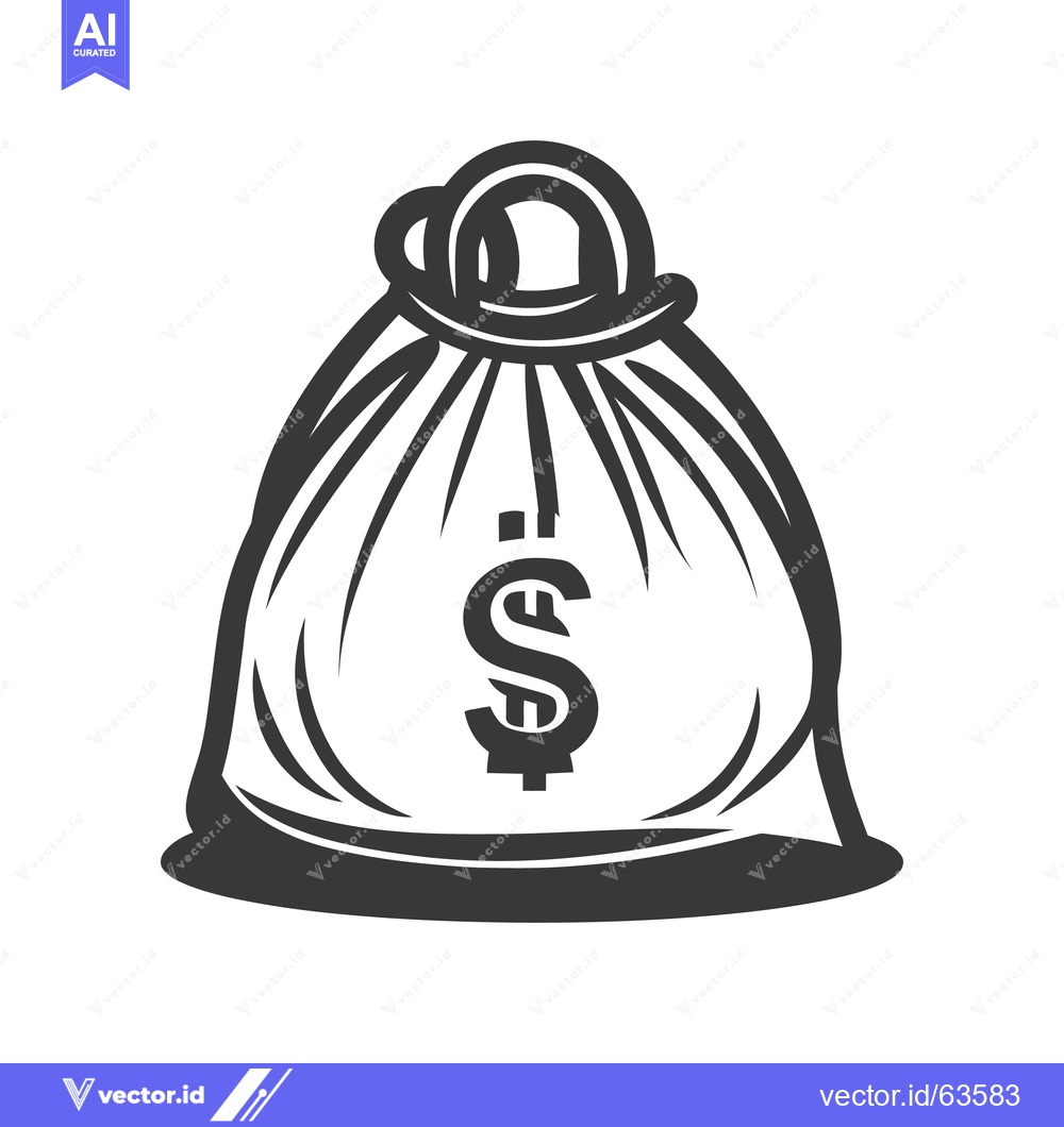 Premium Vector dari A simple black and white drawing of a money bag graphic