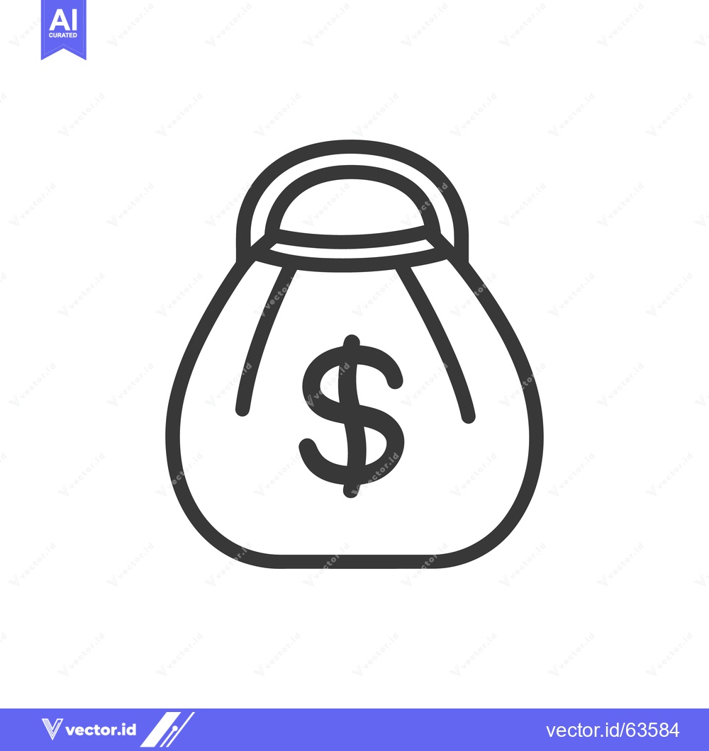 Premium Vector of A simple outline drawing of a money bag icon