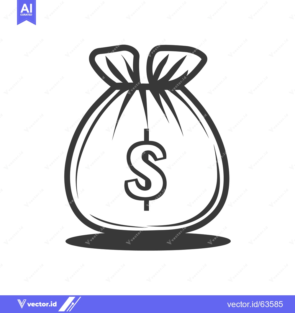 Premium Vector of A simple illustration of a tied bag containing financial wealth