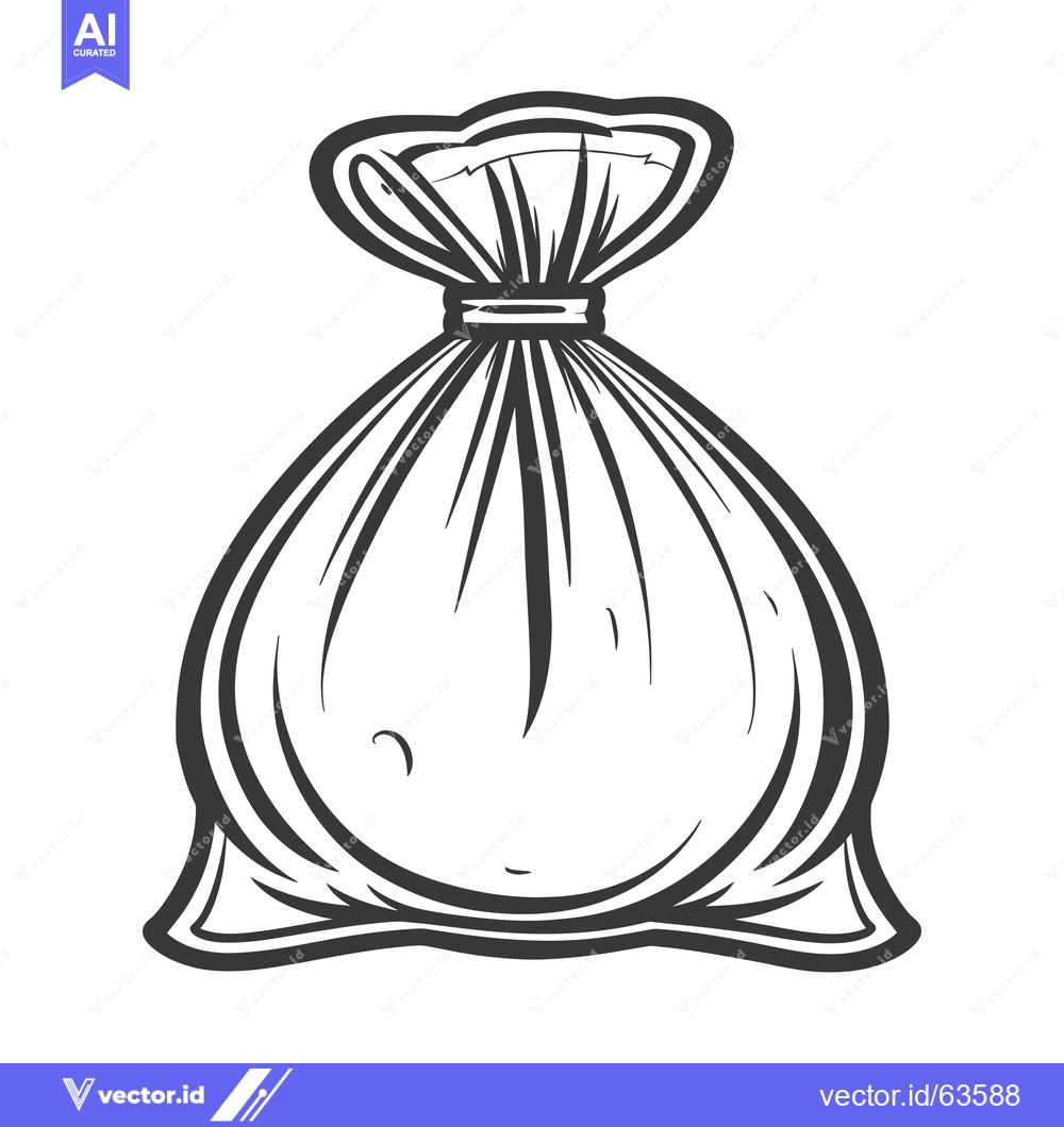 Premium Vector dari A black and white illustration of a tied sack or bag