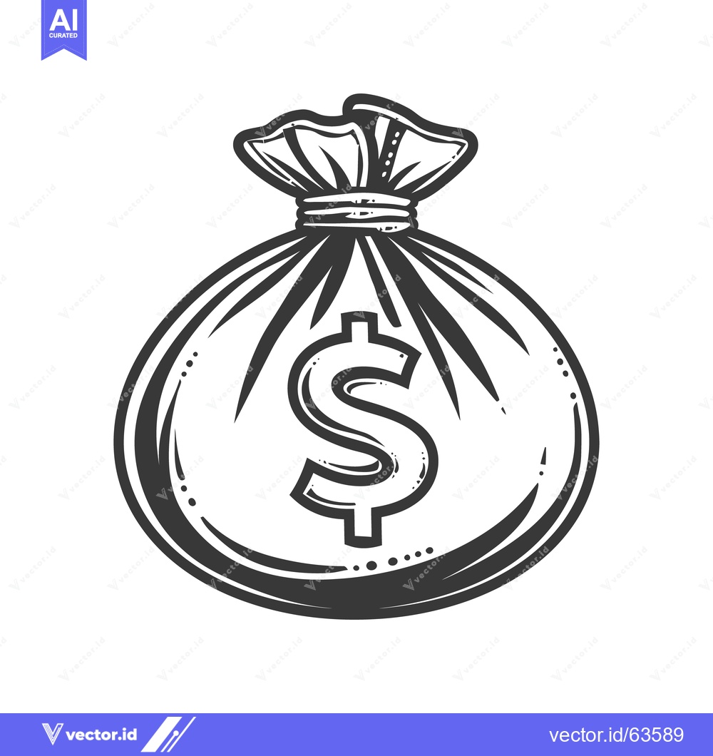 Premium Vector of A detailed illustration depicting a tied money bag symbol