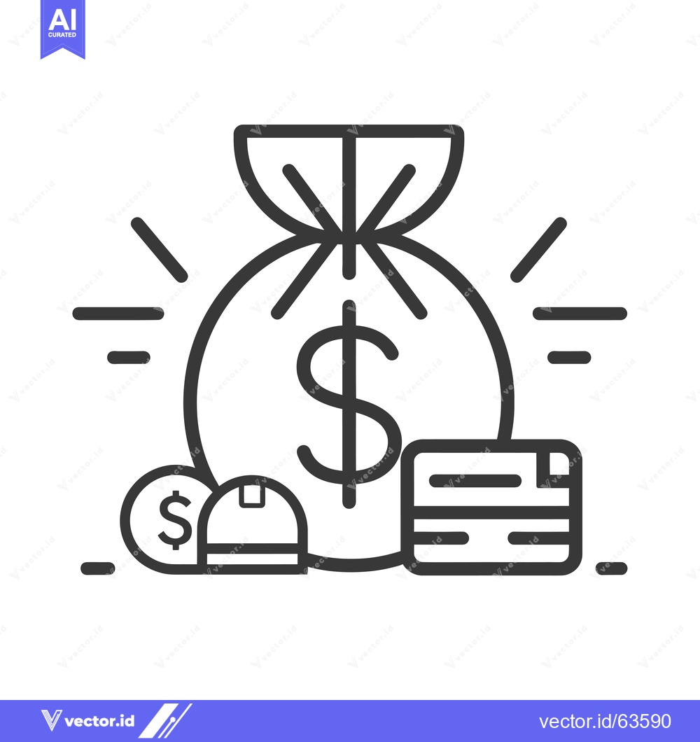 Premium Vector dari Money bag with dollar sign, credit card, and coin