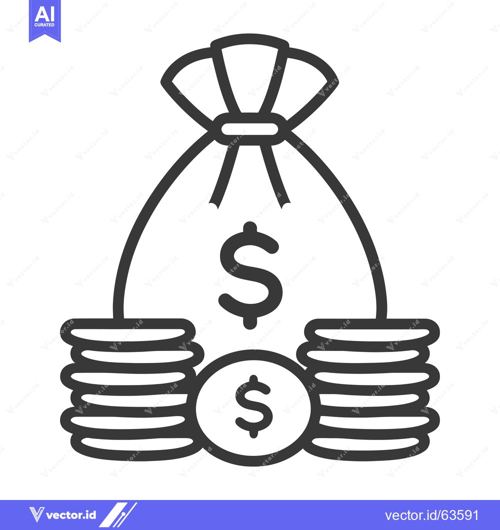 Premium Vector dari Money Bag with Stacks of Coins and a Dollar Symbol