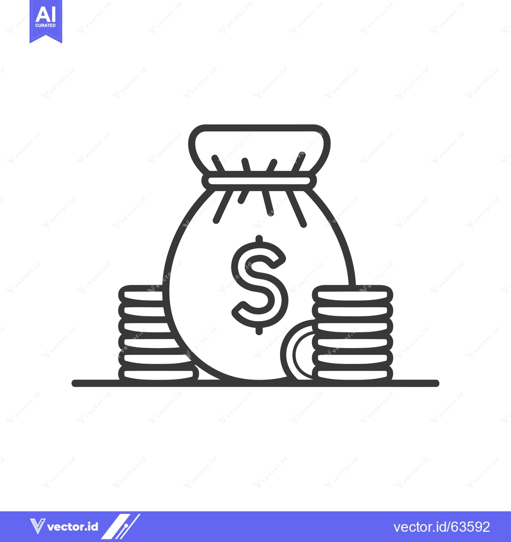 Premium Vector dari Money Bag with Stacks of Coins and Dollar Sign