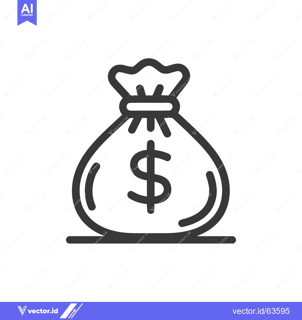 Premium Vector dari Money Bag Icon: Simple, Bold, Financial Symbolism on White Background