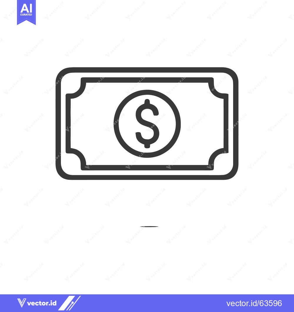 Premium Vector dari Minimalist Dollar Bill Icon: Clean Line Art on White Background