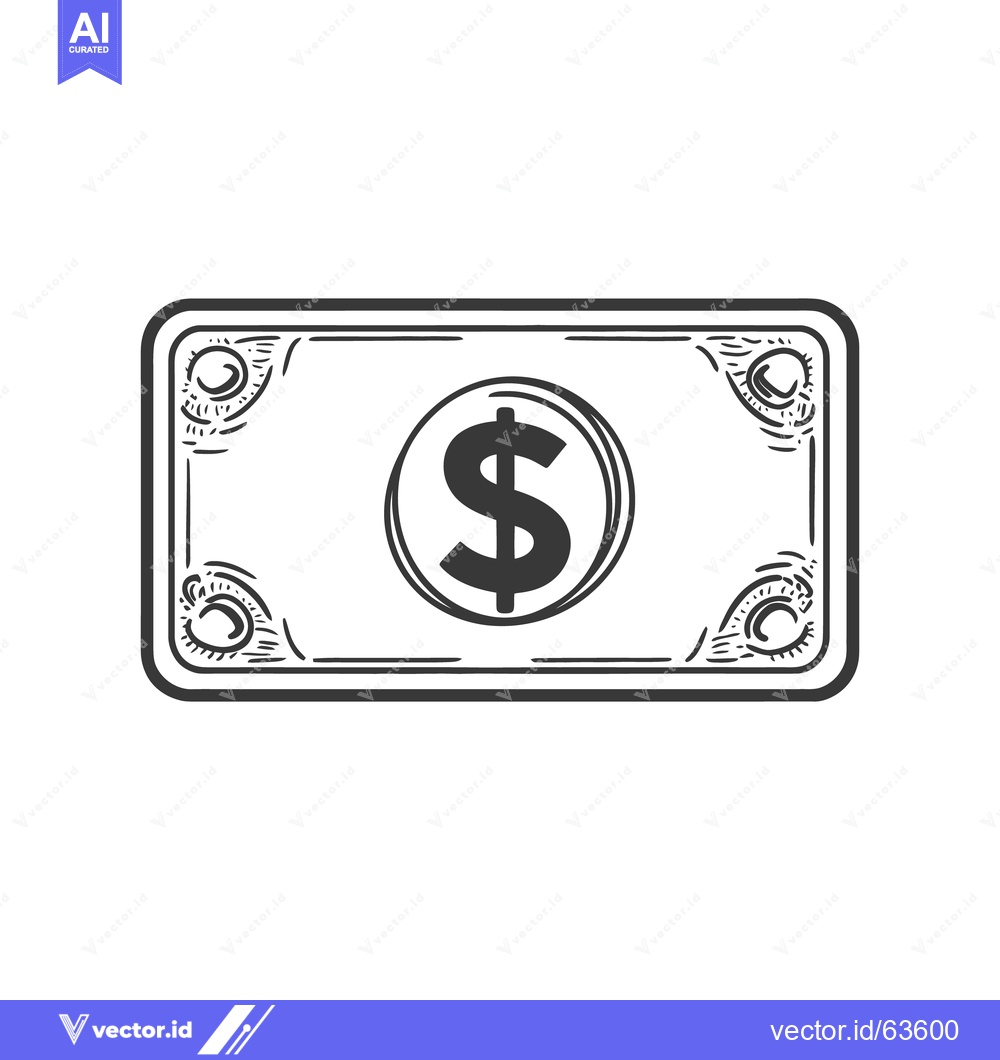 Premium Vector of Simple monochrome illustration of a currency financial banknote symbol
