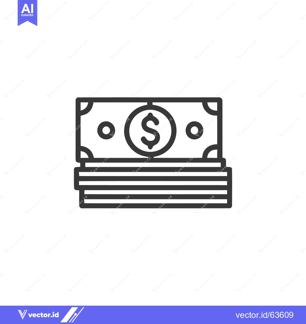 Premium Vector dari Stack of Dollar Bills Icon, Minimalist Line Art Style, Financial Conce