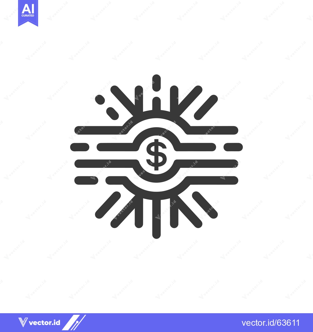 Premium Vector dari Money Symbol Inside a Sunburst With Lines