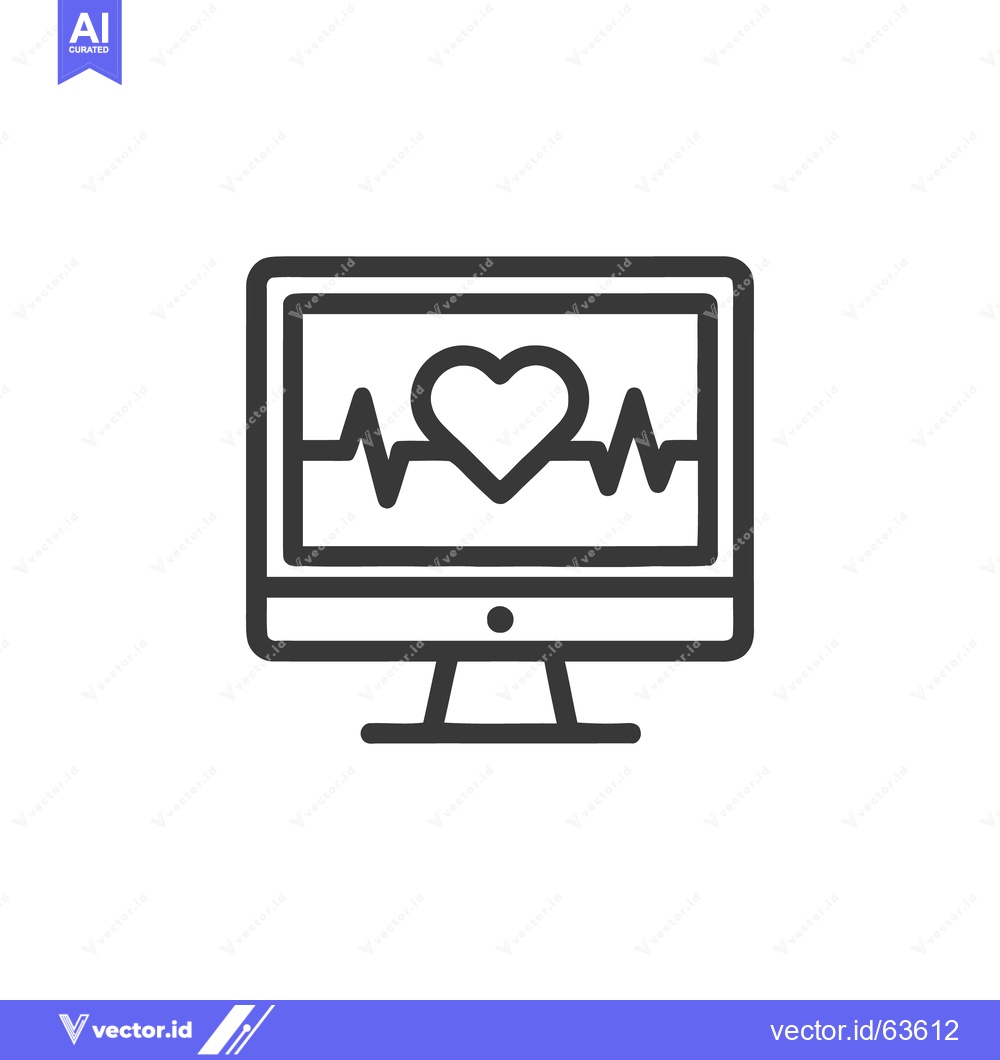 Premium Vector dari Heartbeat Monitor Display: Medical Technology with Heart Symbol and EC