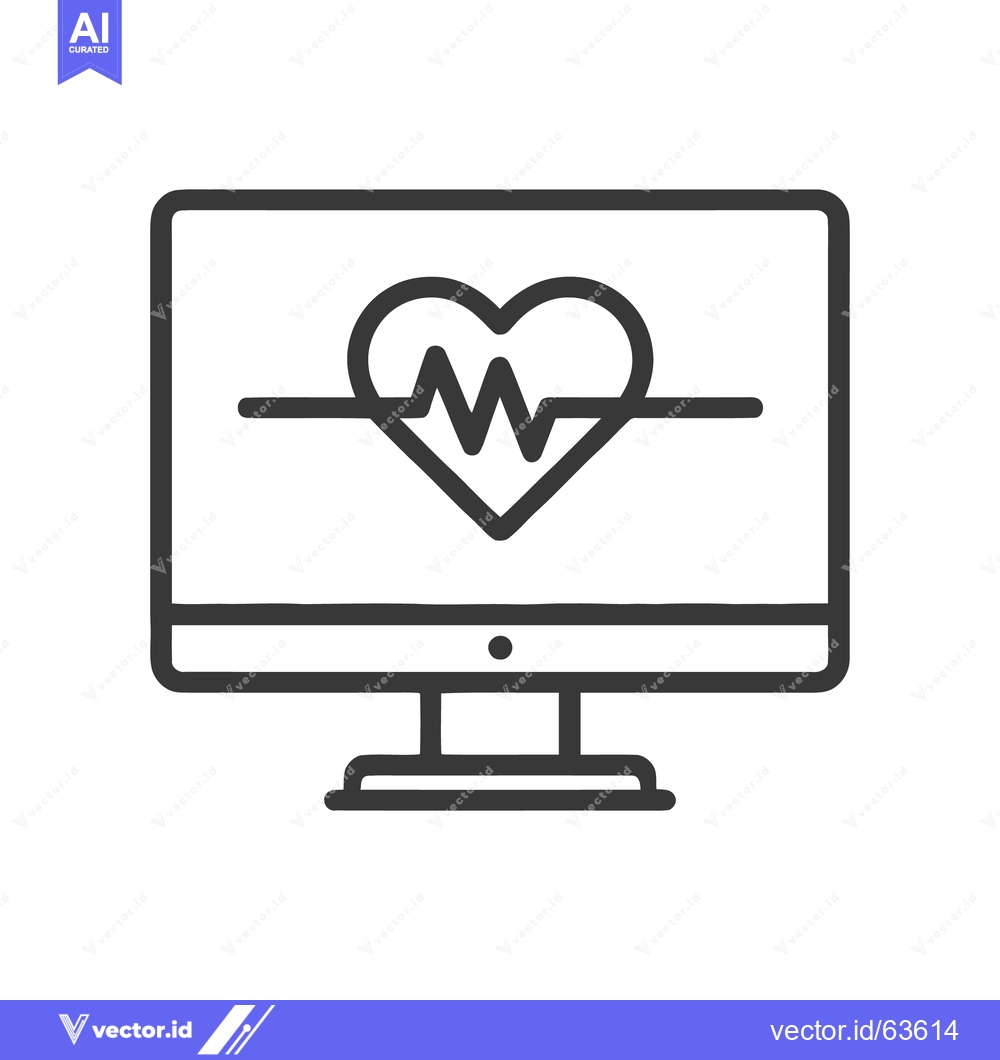 Premium Vector dari Heartbeat Monitor Display: Medical Technology Icon with Heart Rate