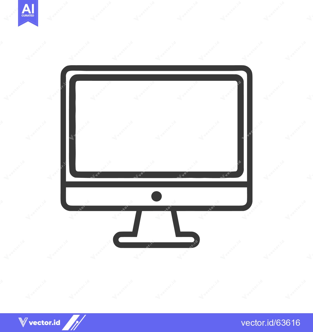 Premium Vector of Minimalist Computer Monitor Icon with Rounded Edges and Clean Design