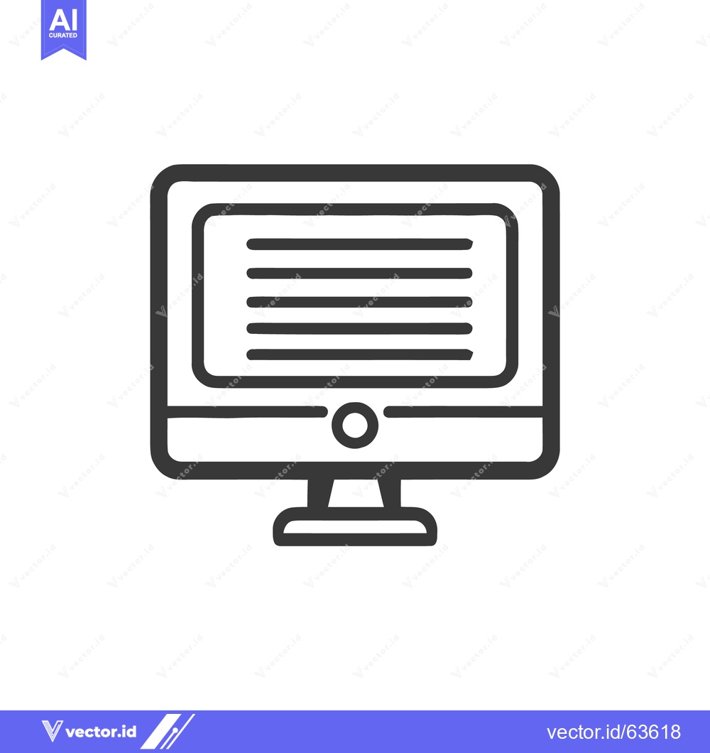 Premium Vector dari Minimalist Computer Icon: Retro Design with Horizontal Lines on Screen