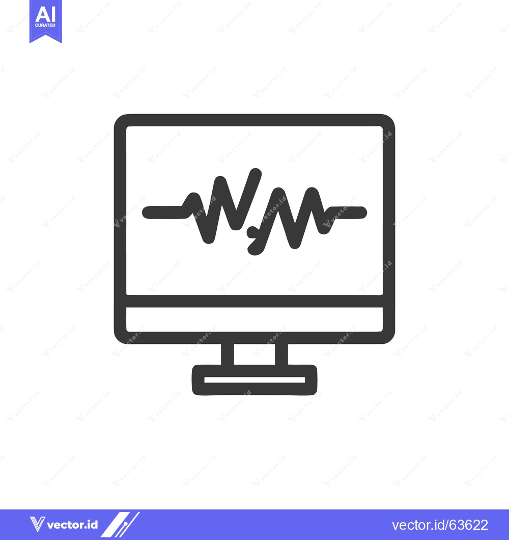 Premium Vector dari Minimalist Monitor Icon Displaying Heartbeat Rhythm in Dark Gray