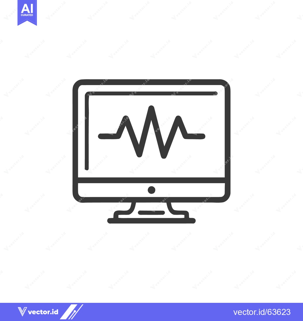 Premium Vector dari Medical Monitor Displaying Heartbeat Rhythm, Diagnostic Tool Icon