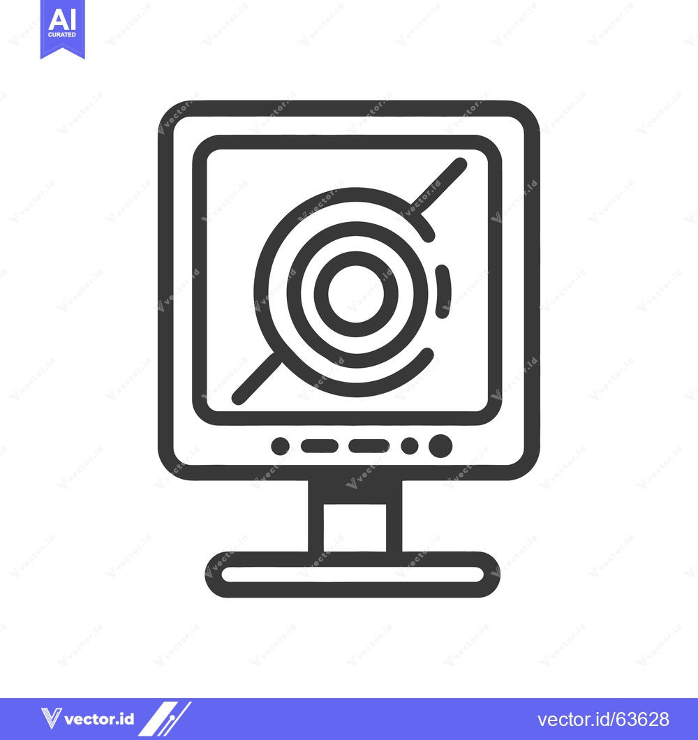 Premium Vector of A computer monitor screen displaying a forbidden target symbol icon