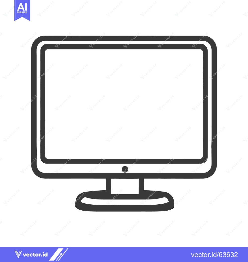 Premium Vector dari A simplified black and white flat screen computer monitor