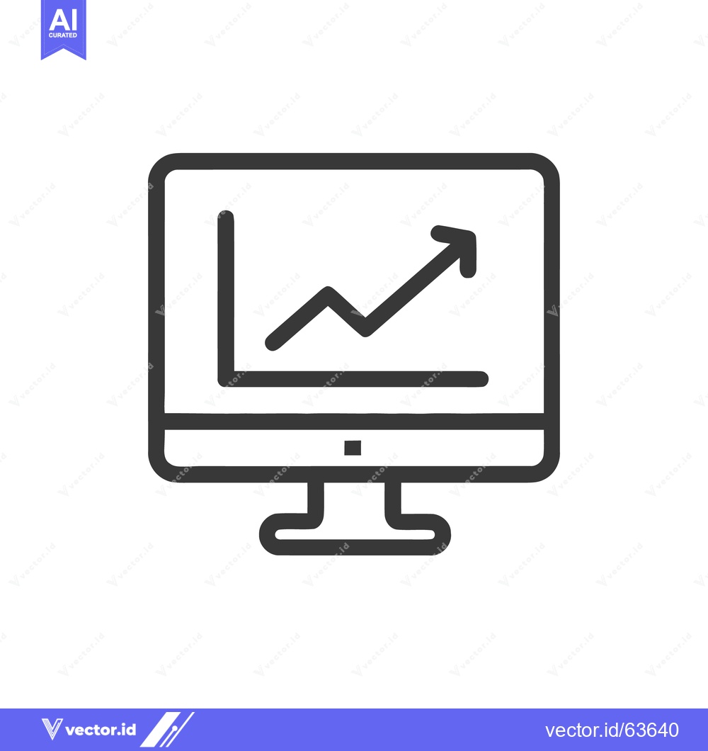 Premium Vector dari Ascending Graph on Computer Screen: Business Growth Icon