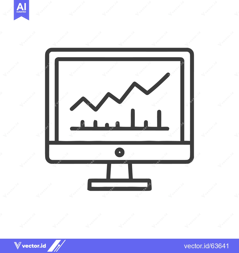 Premium Vector dari Computer Screen Displaying a Rising Line Graph and Bar Chart Icon