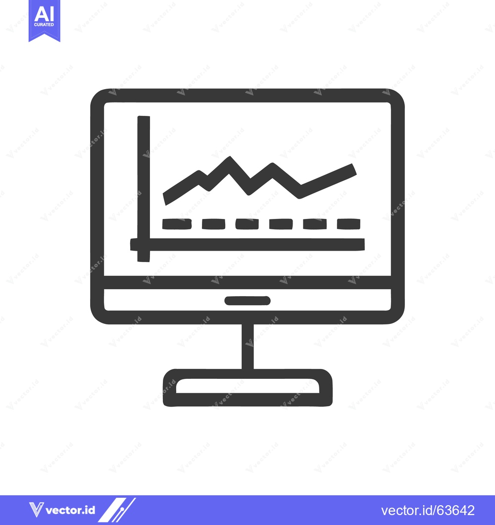 Premium Vector of Monitor Displaying Dynamic Business Growth Chart in Minimalist Style