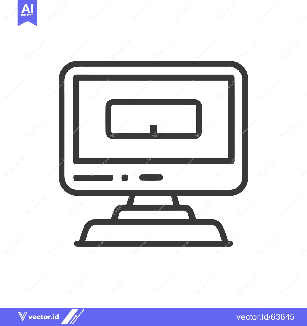 Premium Vector dari Retro Computer Icon: Classic Design with Rounded Edges and Simple Line