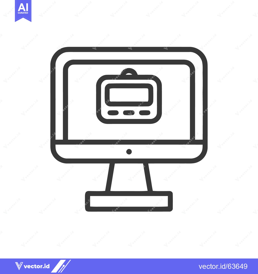 Premium Vector dari Minimalist Computer Displaying Pedometer Icon, Outline Style
