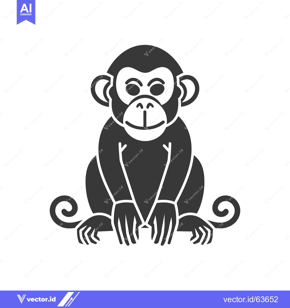Premium Vector dari A stylized illustration of a sitting monkey with white details