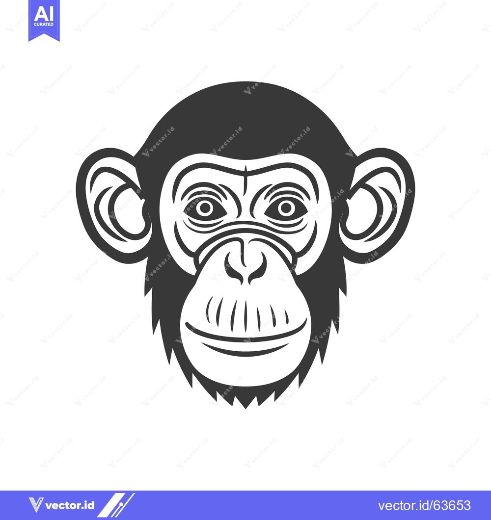 Premium Vector of A detailed monochrome illustration of a chimpanzees head