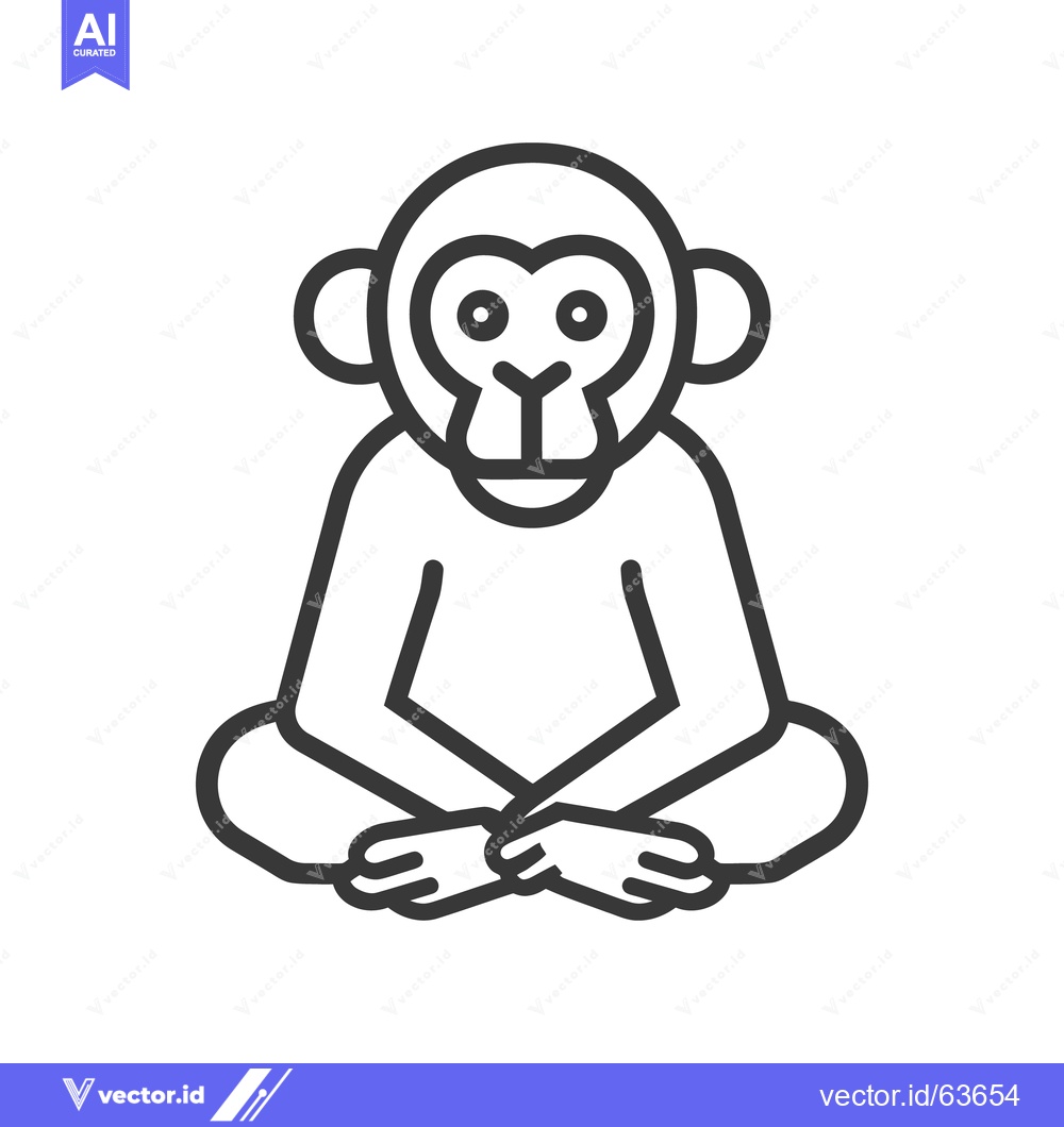 Premium Vector of An illustrated outline drawing of a sitting primate animal