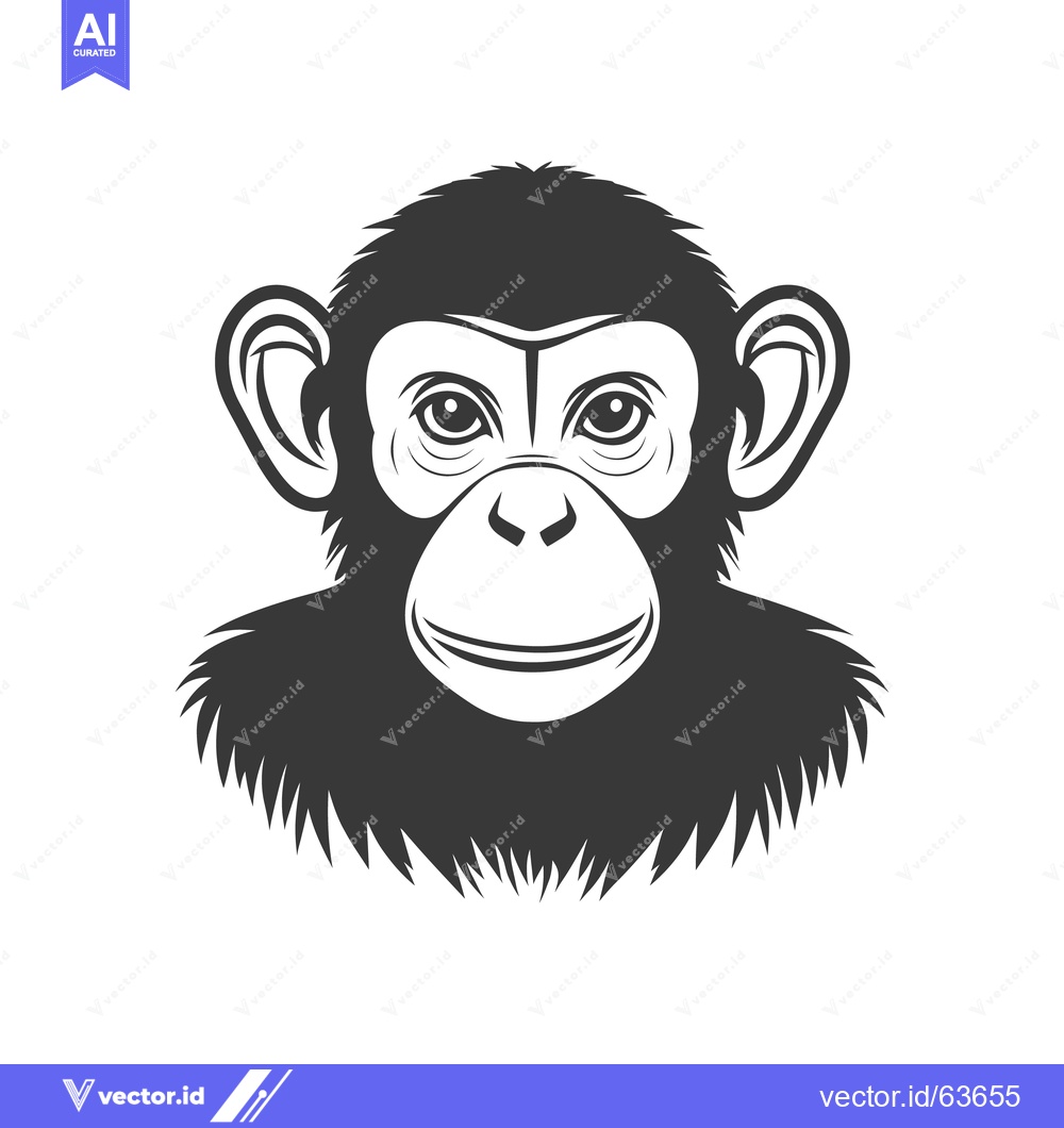 Premium Vector dari A simple illustrated portrait featuring a chimpanzee smiling at viewer