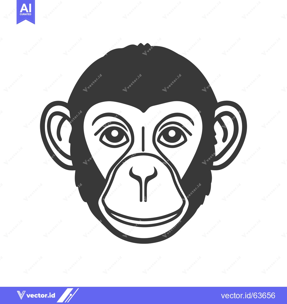Premium Vector of A black and white simple graphic depiction of a monkey face