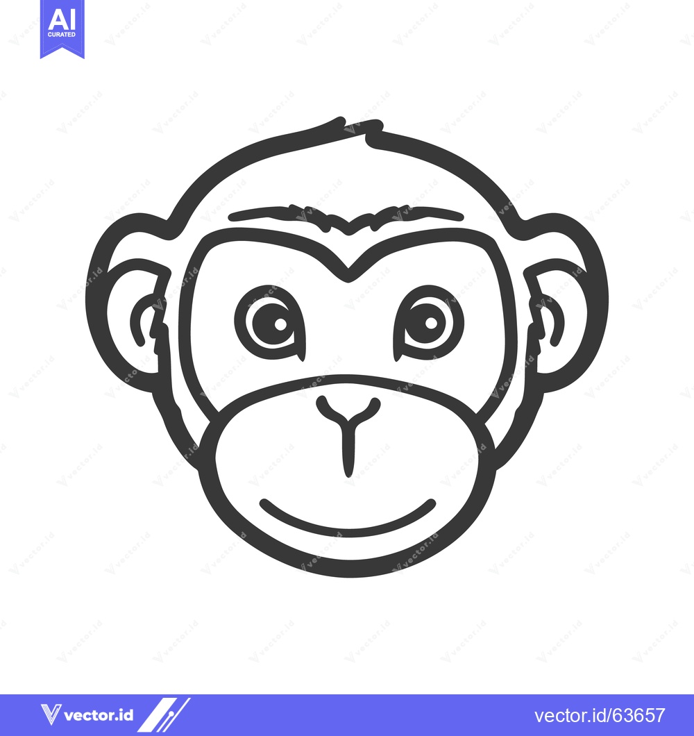 Premium Vector dari A simple line drawing portrait of a friendly primate
