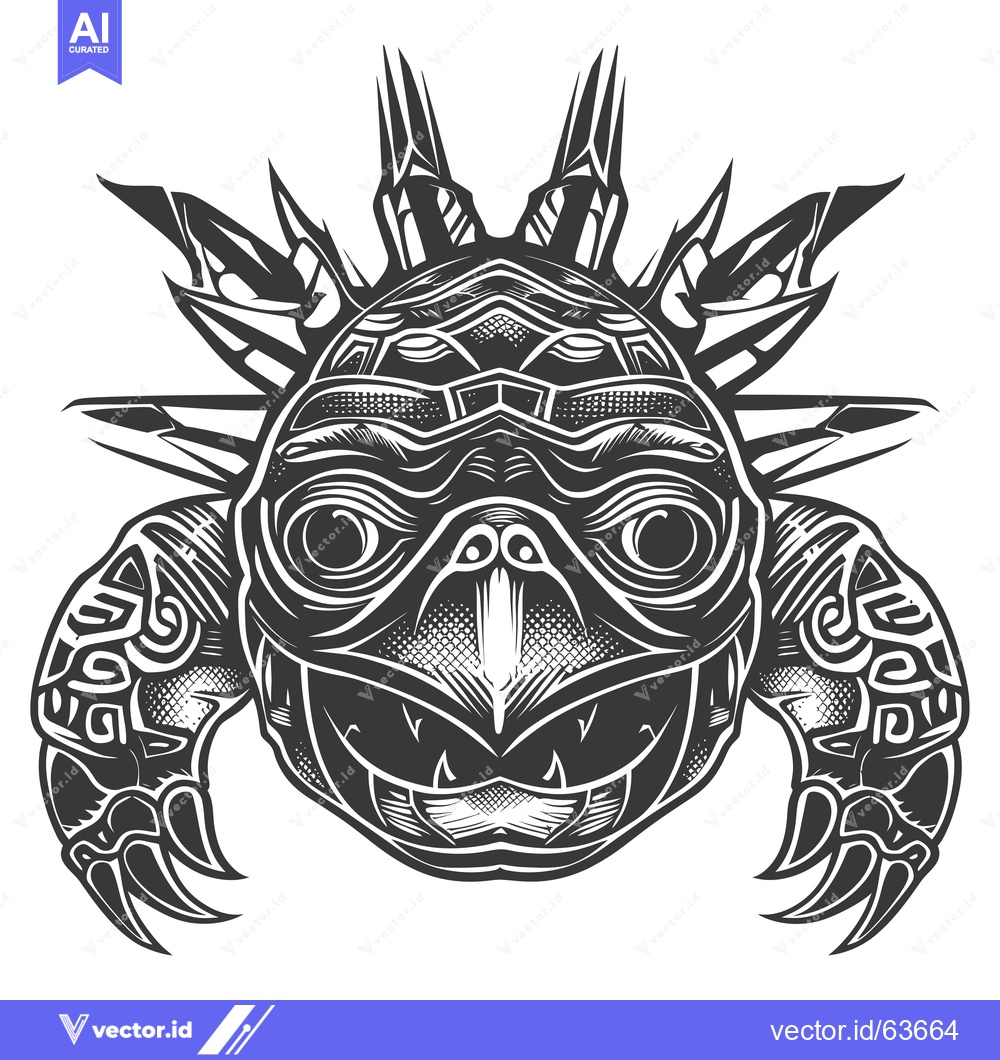 Premium Vector dari Monochromatic Illustration of a Stylized Fantasy Creature with Sharp C