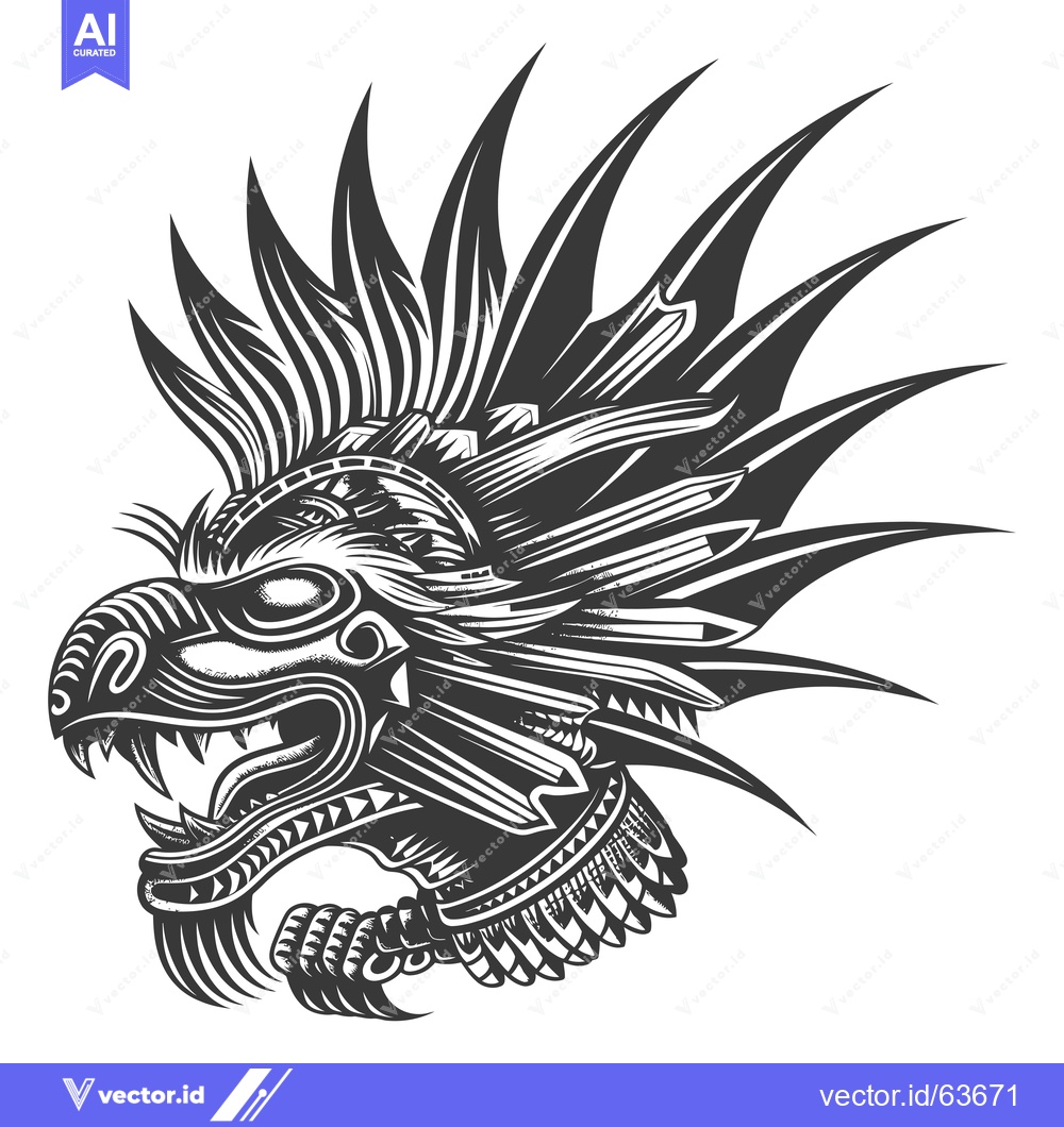 Premium Vector dari Monochrome Illustration of a Feathered Bird Head with a Sharp Beak