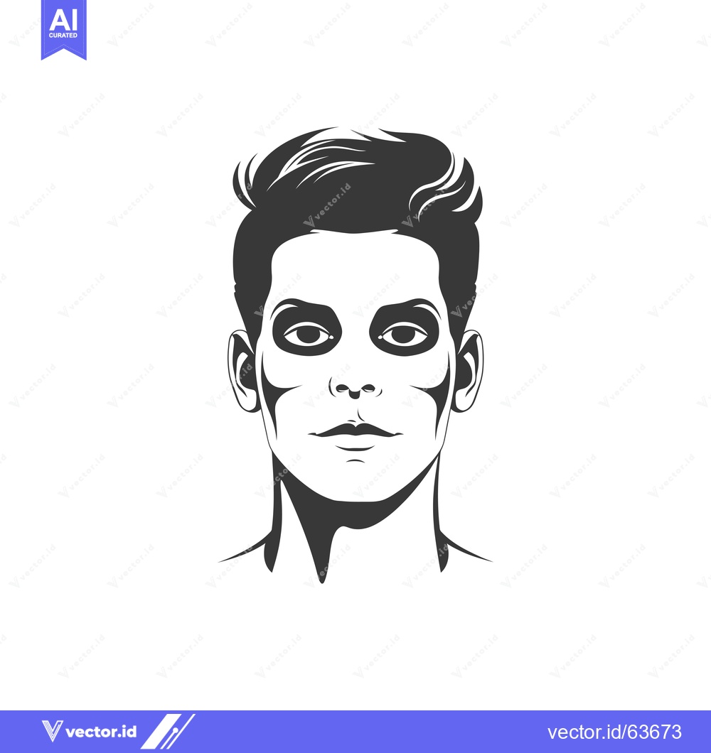 Premium Vector of Monochrome Illustration of a Man's Face with Short Hair