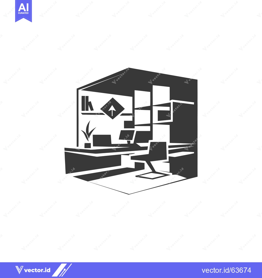 Premium Vector dari Monochrome Illustration of a Modern Office Interior