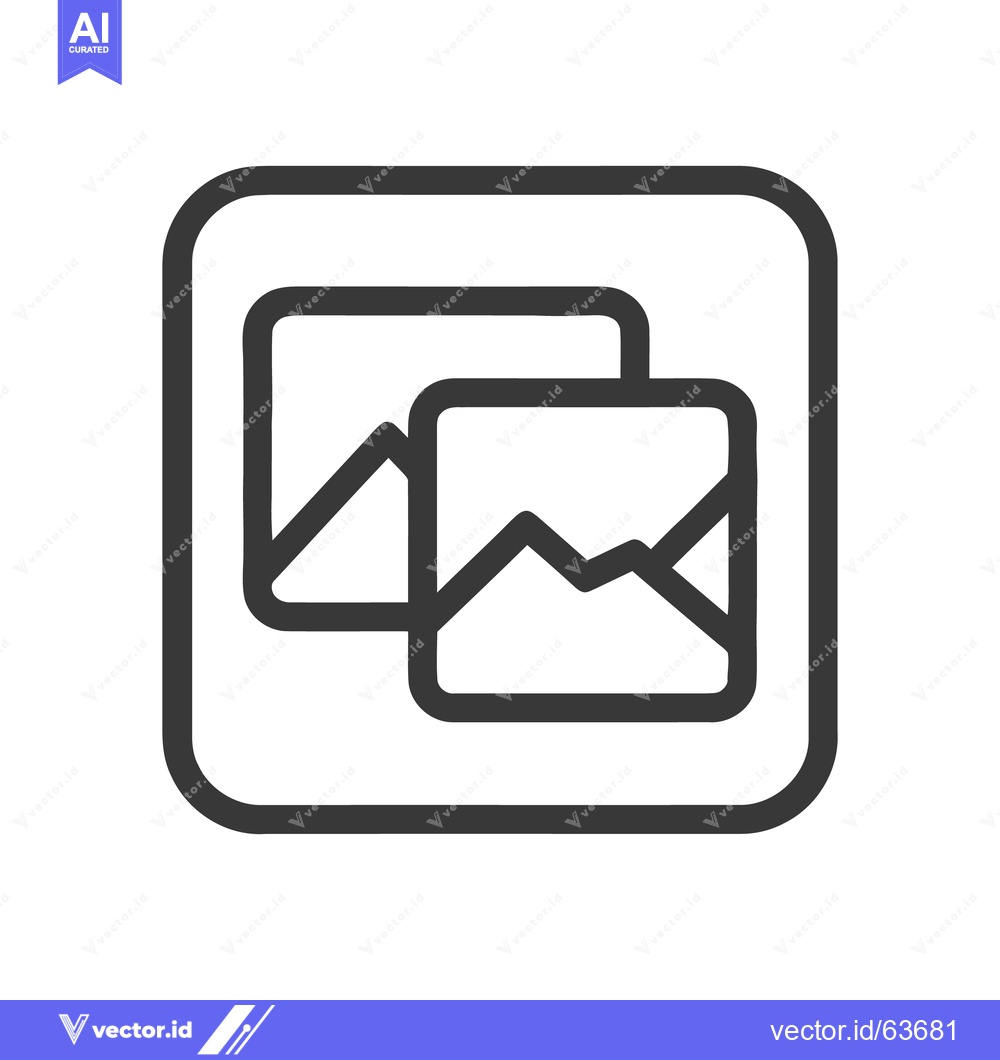 Premium Vector dari Vector Icon of Two Overlapping Mountain Landscape Images in Rounded Sq