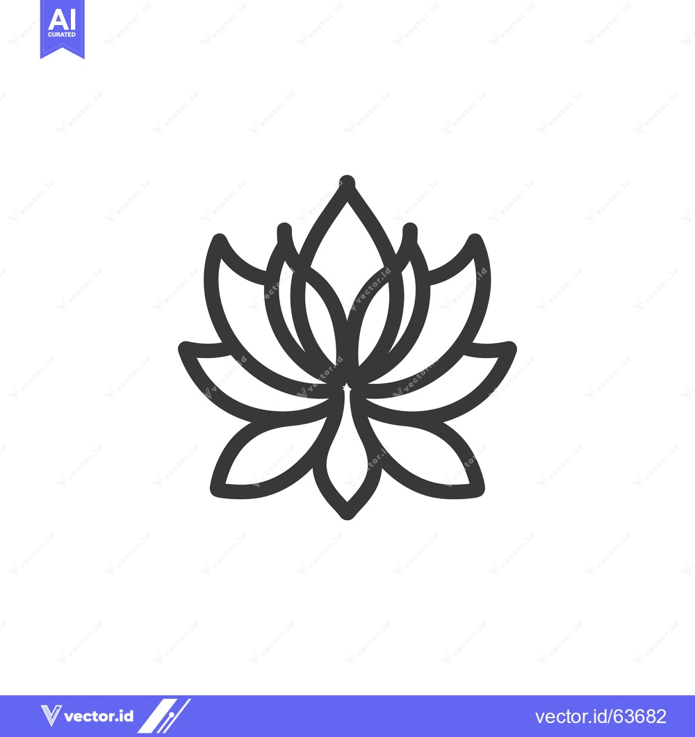 Premium Vector dari A simple minimalist outline drawing of a lotus flower blossom