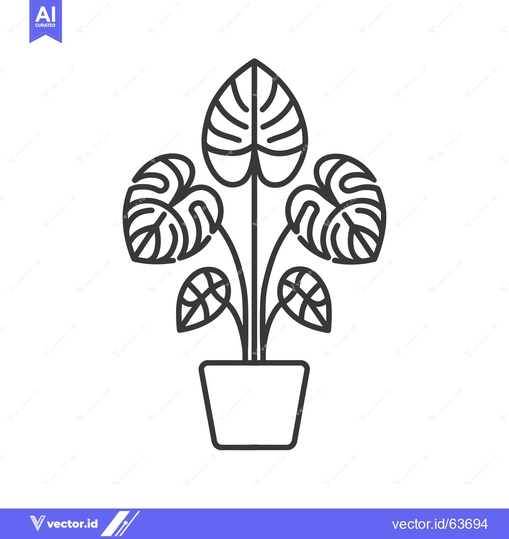 Premium Vector dari Monstera Deliciosa Plant in a Pot