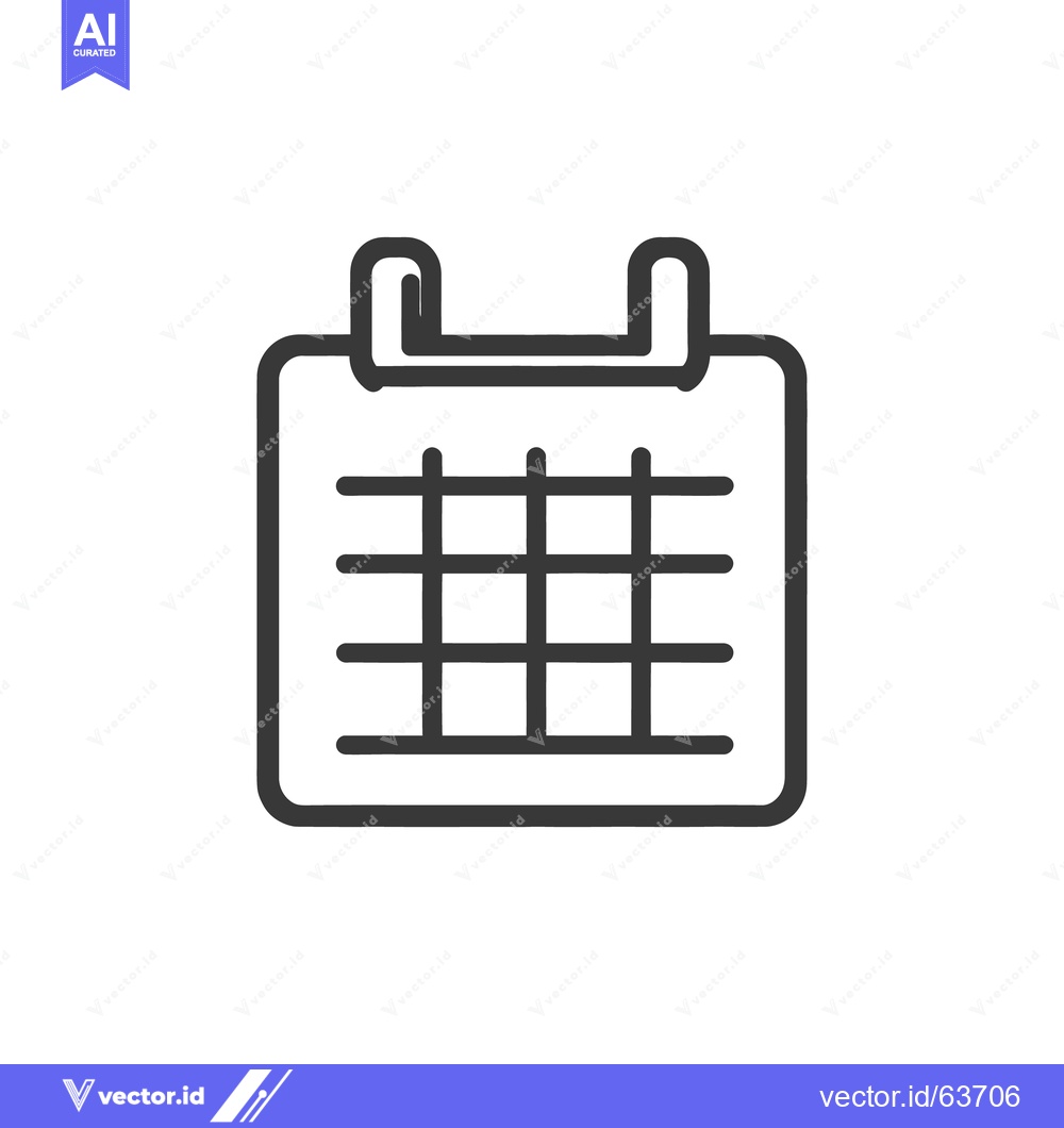 Premium Vector dari A simple illustrated outline of a wall calendar icon displayed