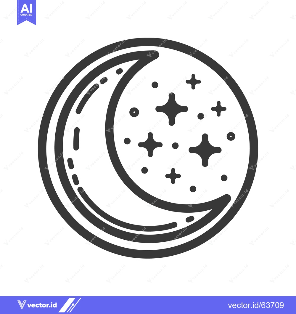 Premium Vector of A black and white illustration of a moon and stars