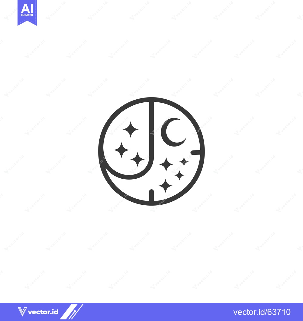 Premium Vector of A stylized round image depicts the moon and stars
