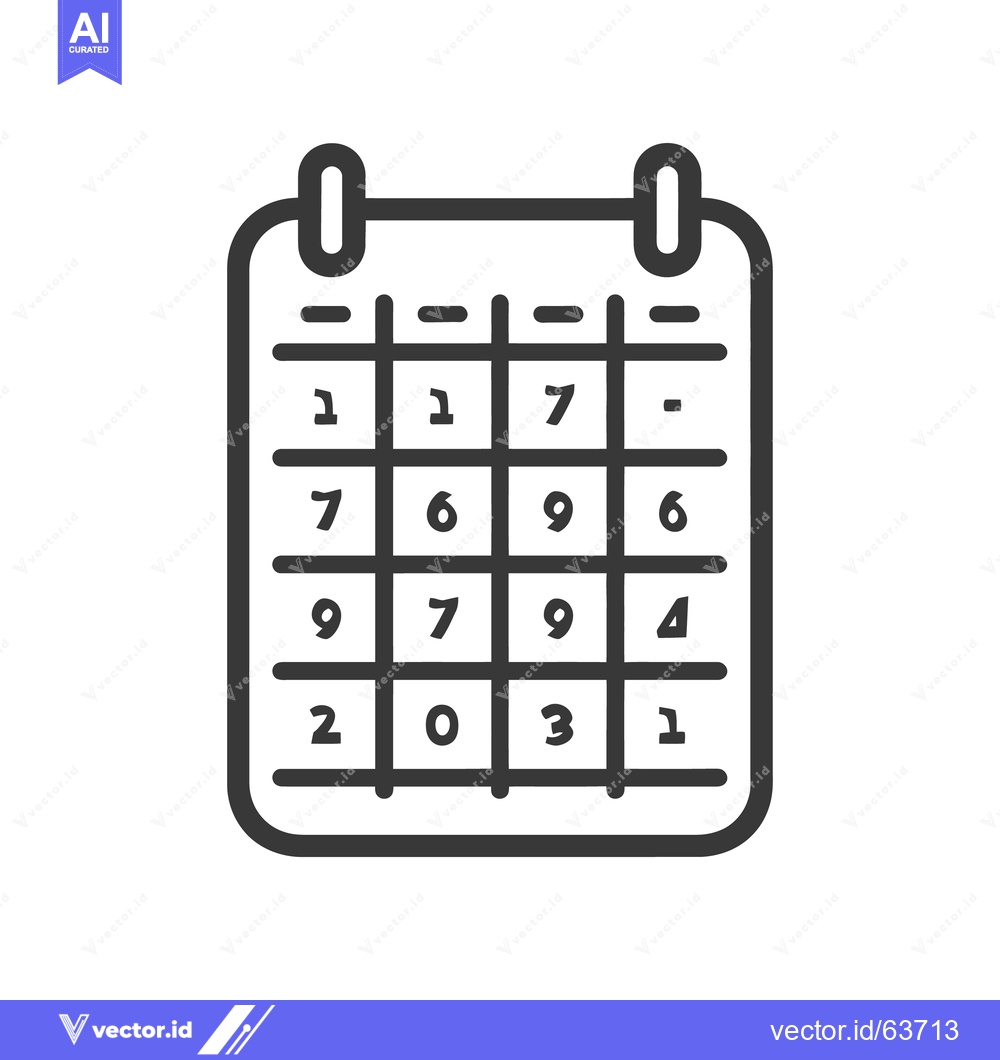 Premium Vector dari A monochrome illustration of a calendar grid displaying numbers