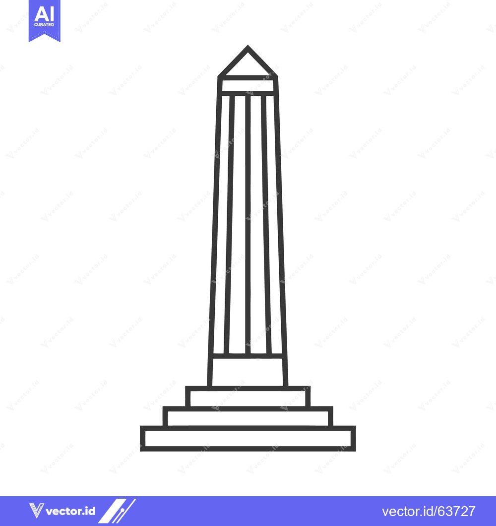 Premium Vector dari A monochrome architectural monument rendered in simple linear form