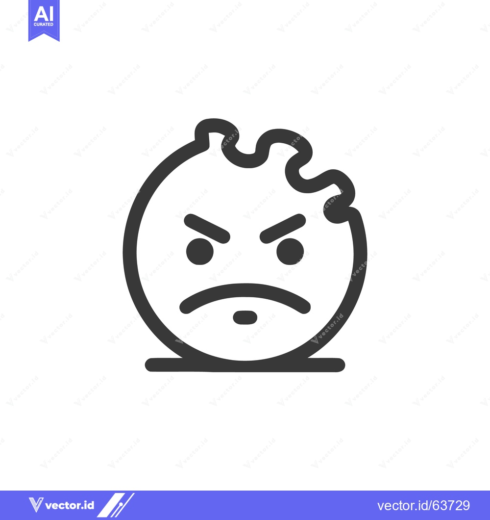 Premium Vector of Angry Dumpling: Minimalist Vector Icon with Furious Expression and Ste