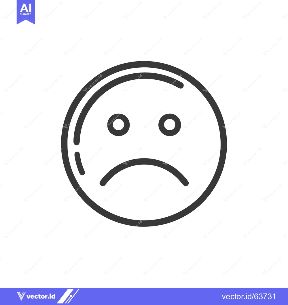 Premium Vector of Minimalist Sad Face Icon: Simple Line Art Expression of Sorrow