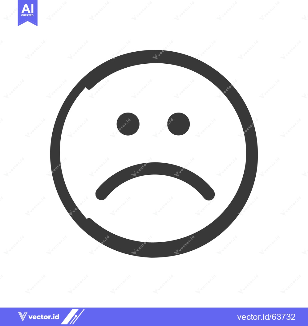Premium Vector of Minimalist Sad Face Icon: Simple, Depressed Expression on White Backgr