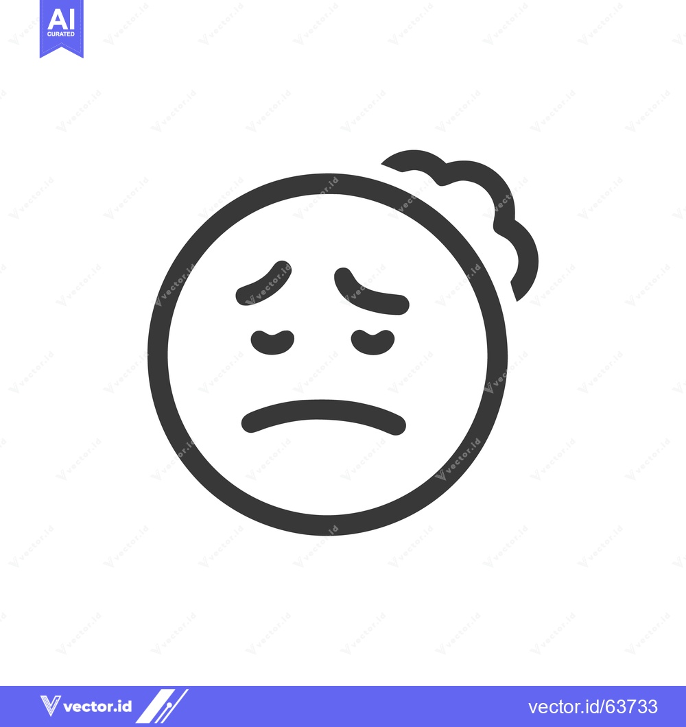 Premium Vector dari Minimalist Sad Emoji with Hair, Isolated on White Background, Vector I