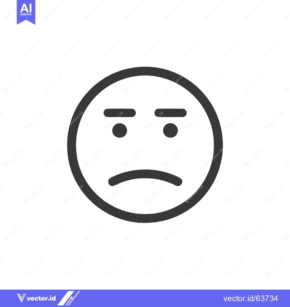 Premium Vector dari Minimalist Grumpy Face Icon: Simple Black Outline on White Background
