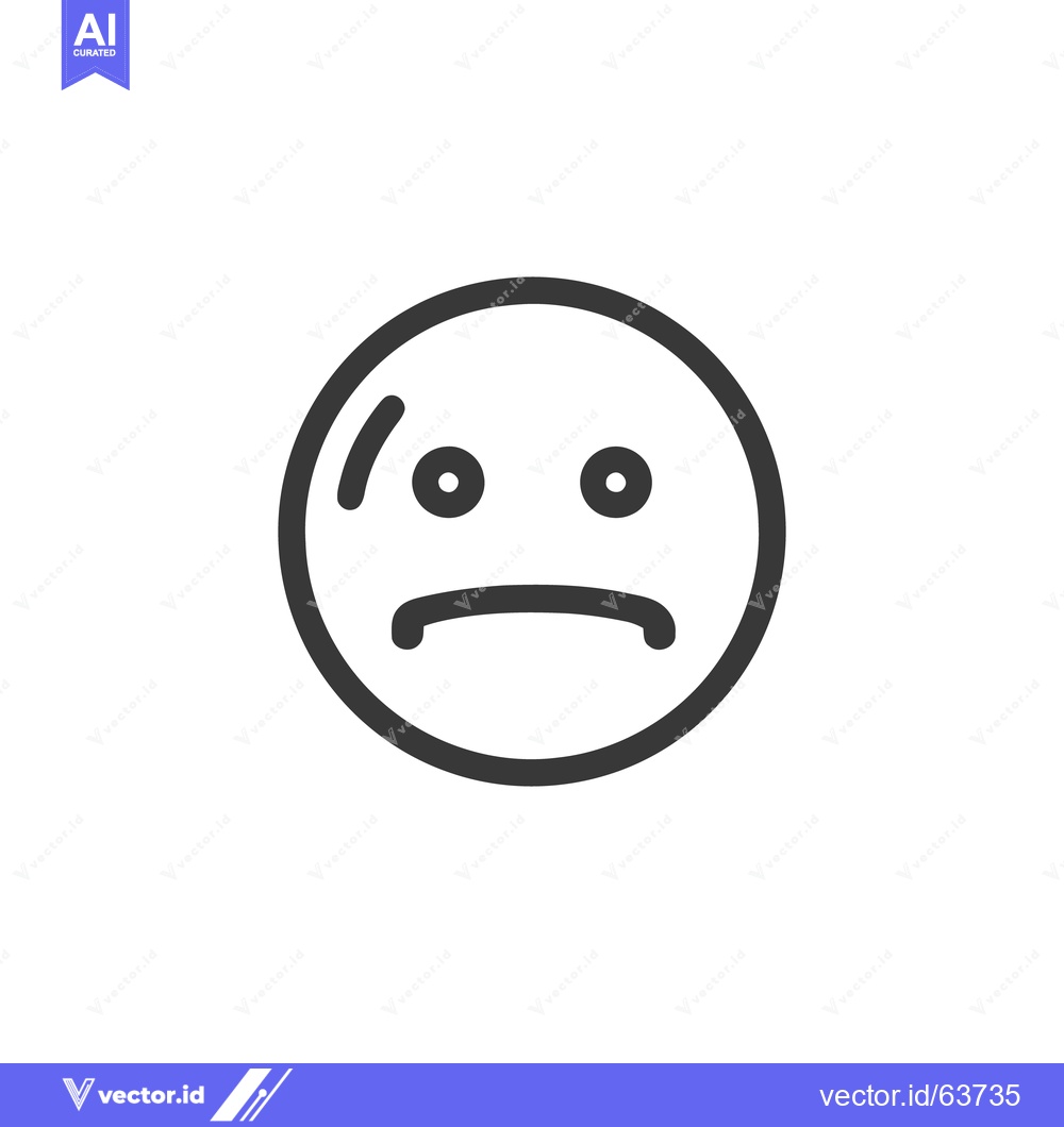 Premium Vector dari Minimalist Sad Emoji Icon: Simple Black Outline on White Background